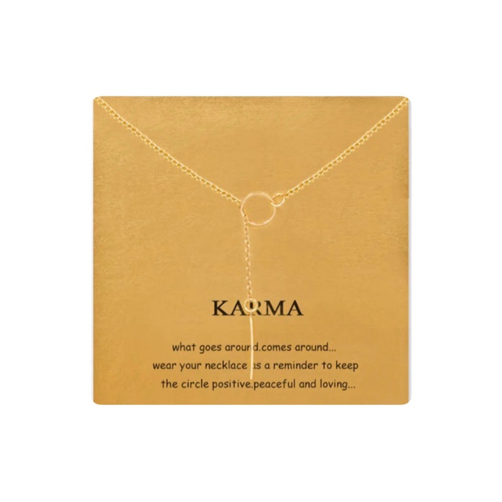 Karma Charm Pendant Adjustable Gold Necklace